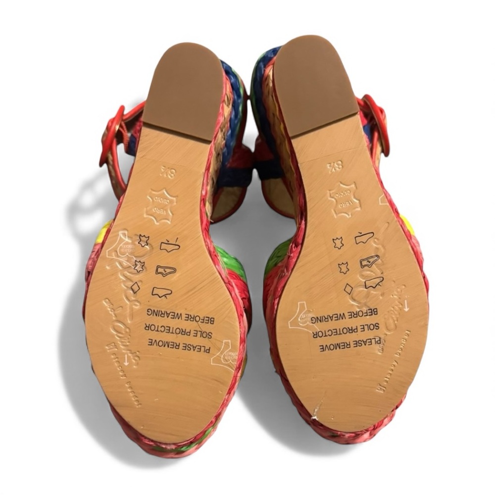 NEW Alice + Olivia Rainbow Espadrilles Raffia Platform Wedge Sandals Shoes 8.5 - Picture 6 of 9